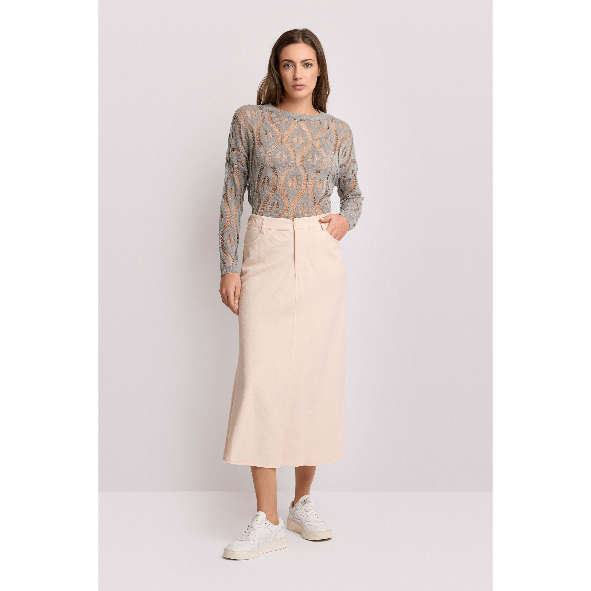Kocca - Gonna lunga con zip Donna, Tinta unita