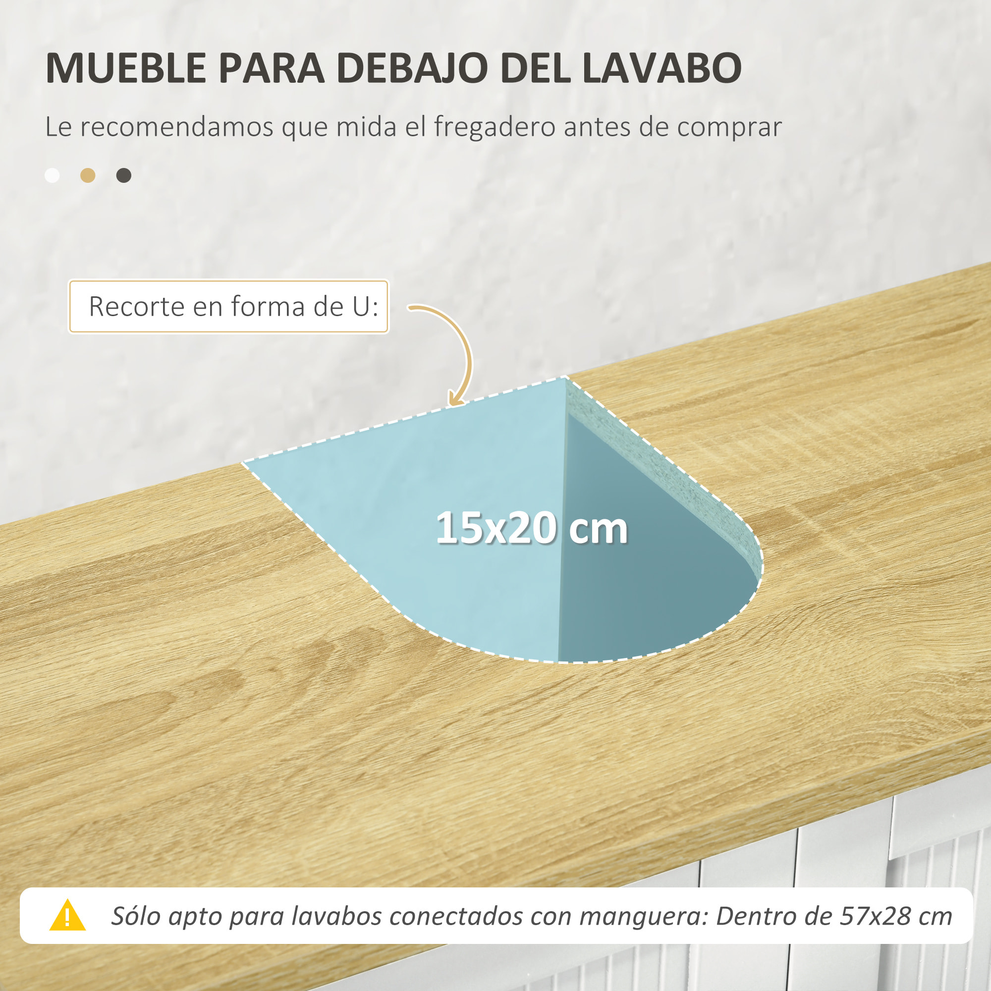 Mueble bajo Lavabo Mueble de Lavabo con Pie Mueble de Baño con 2 Puertas 2 Mangos y Estante Ajustable sin Lavabo 60x30x60 cm Blanco