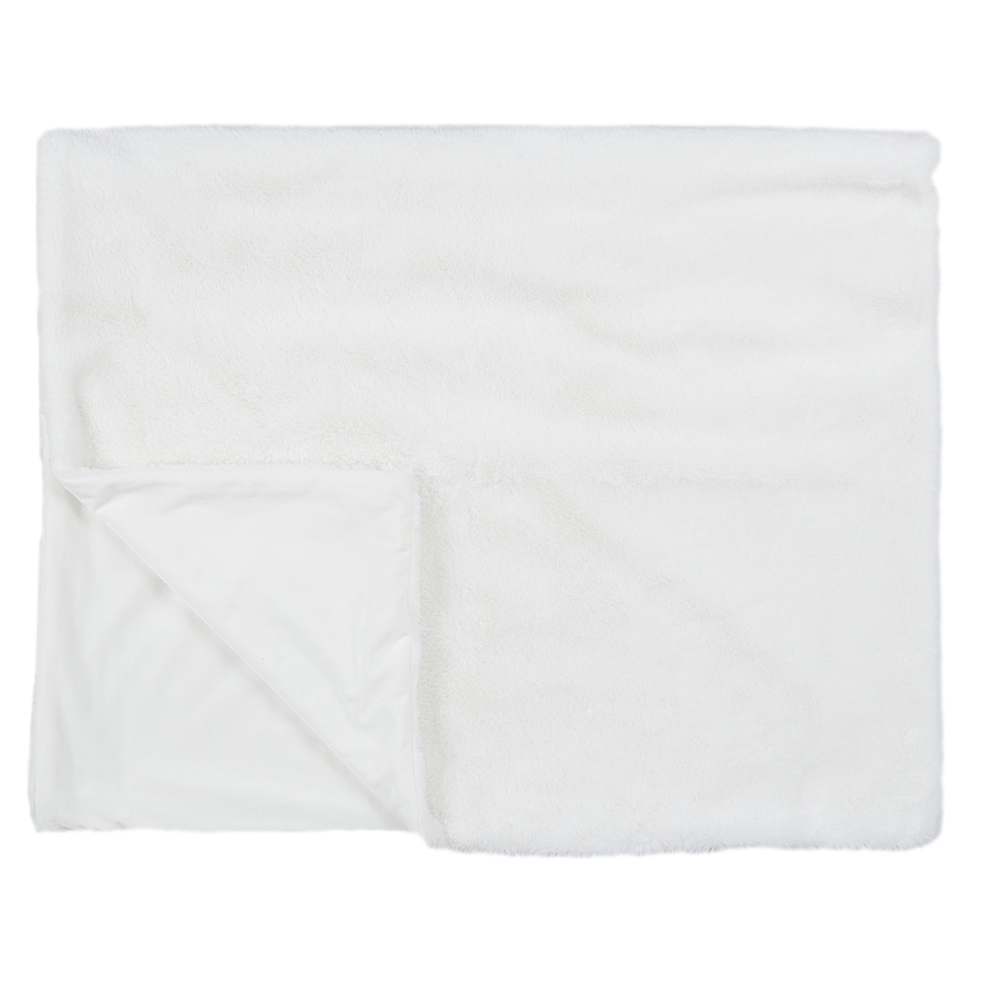 Plaid - HOME DECO FACTORY - Opulence - Imitation Fourrure - Bicolore - Blanc