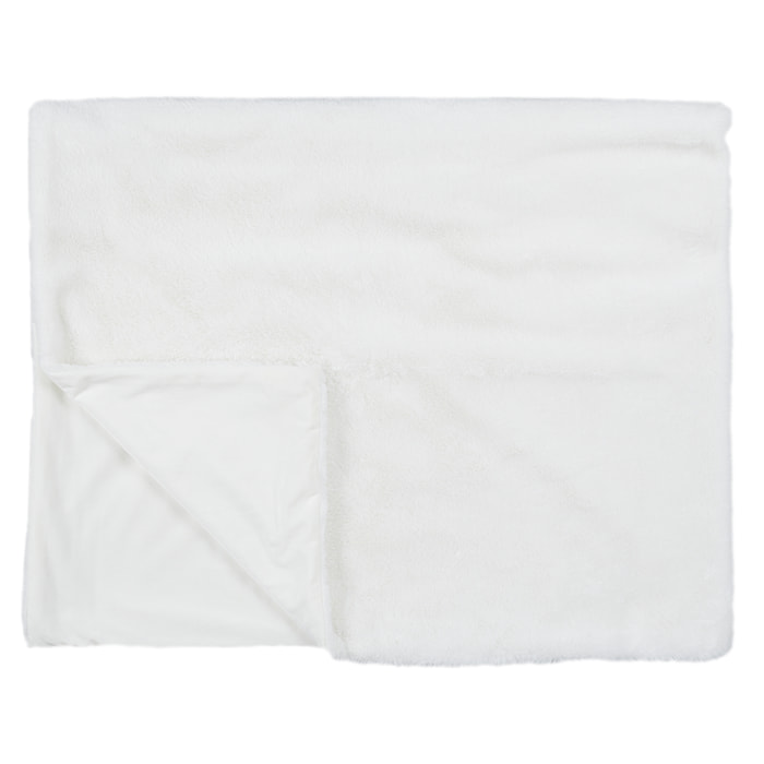 Plaid - HOME DECO FACTORY - Opulence - Imitation Fourrure - Bicolore - Blanc