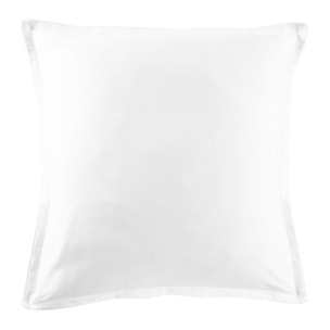 Parure de lit unie en satin de coton bio, taies rectangles, TEOPHILE, Blanc Neige