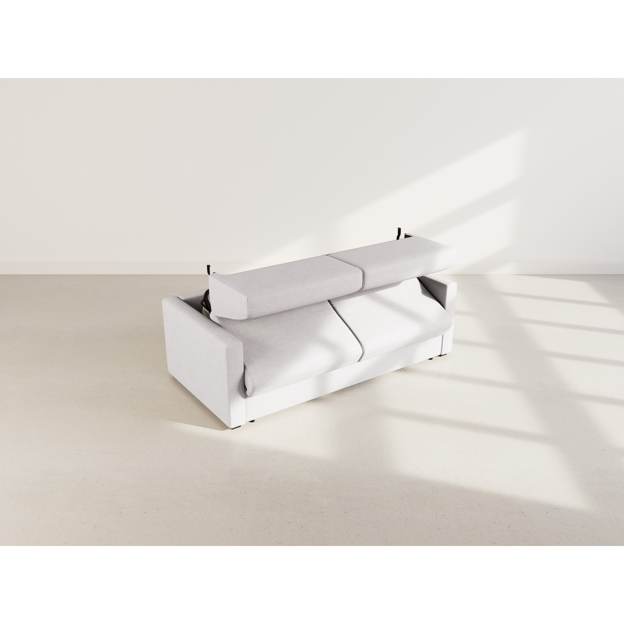 Julia - canapé lit 3 places convertible express couchage quotidien 140 cm matelas 14 cm en tissu - Gris clair