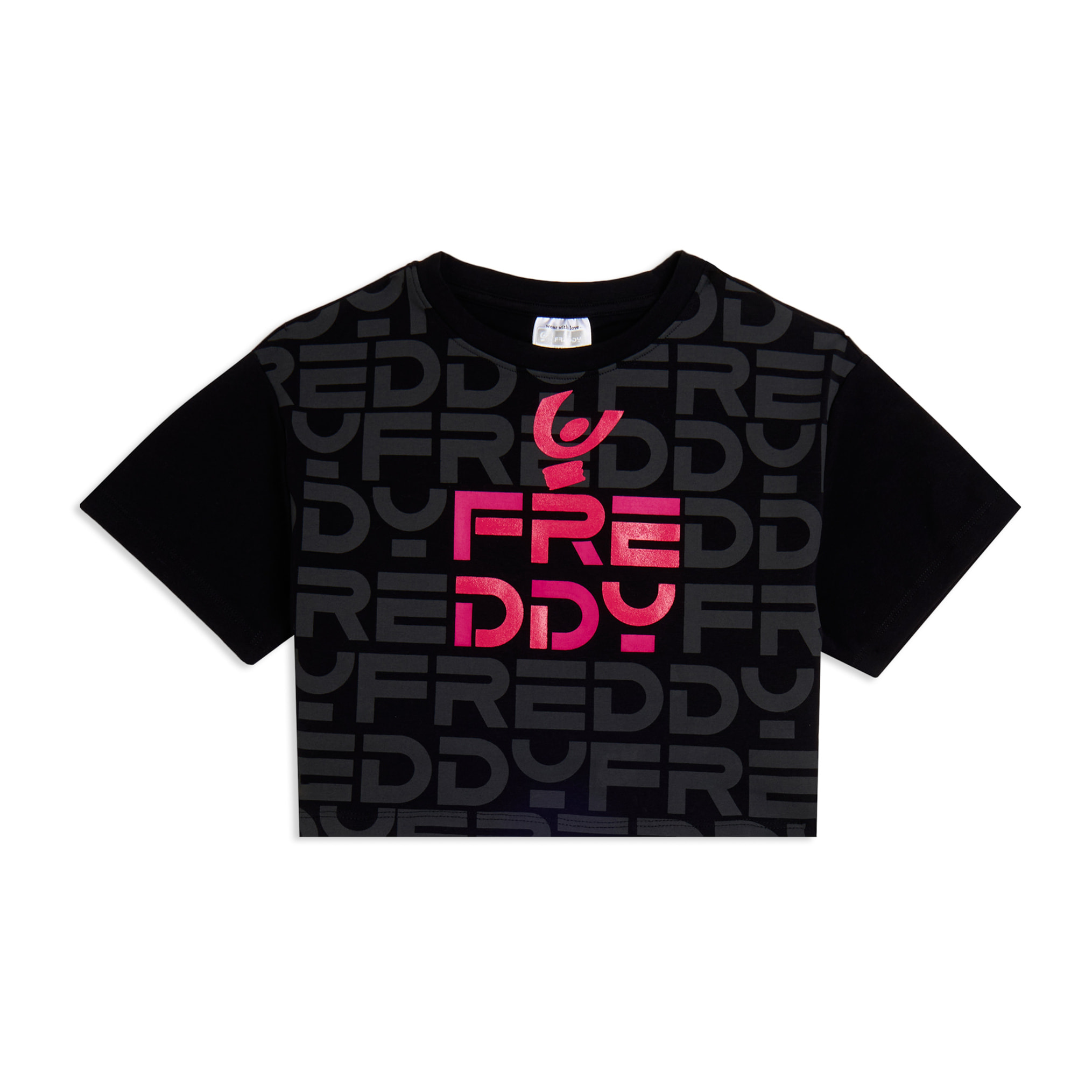 T-shirt Junior cropped con stampa FREDDY all-over