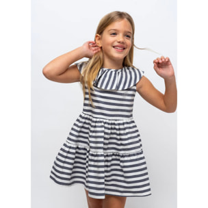 Abito da bambina con volant a righe  navy