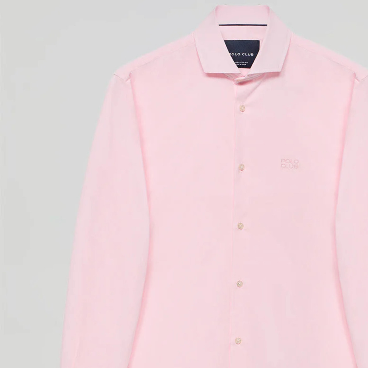 Camisa superslim fit rosa de algodón con logo Polo Club