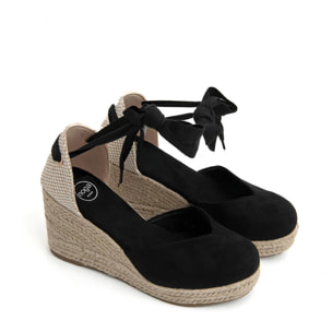 Espadrillas suede-touch con zeppa - NERO