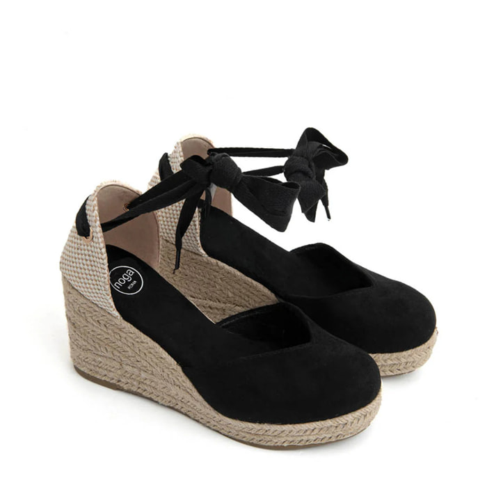 Espadrillas suede-touch con zeppa - NERO