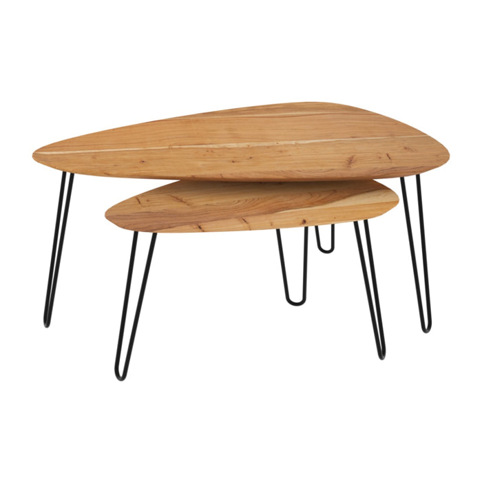 Table basse gigogne Kiwi en bois d'acacia (lot de 2)