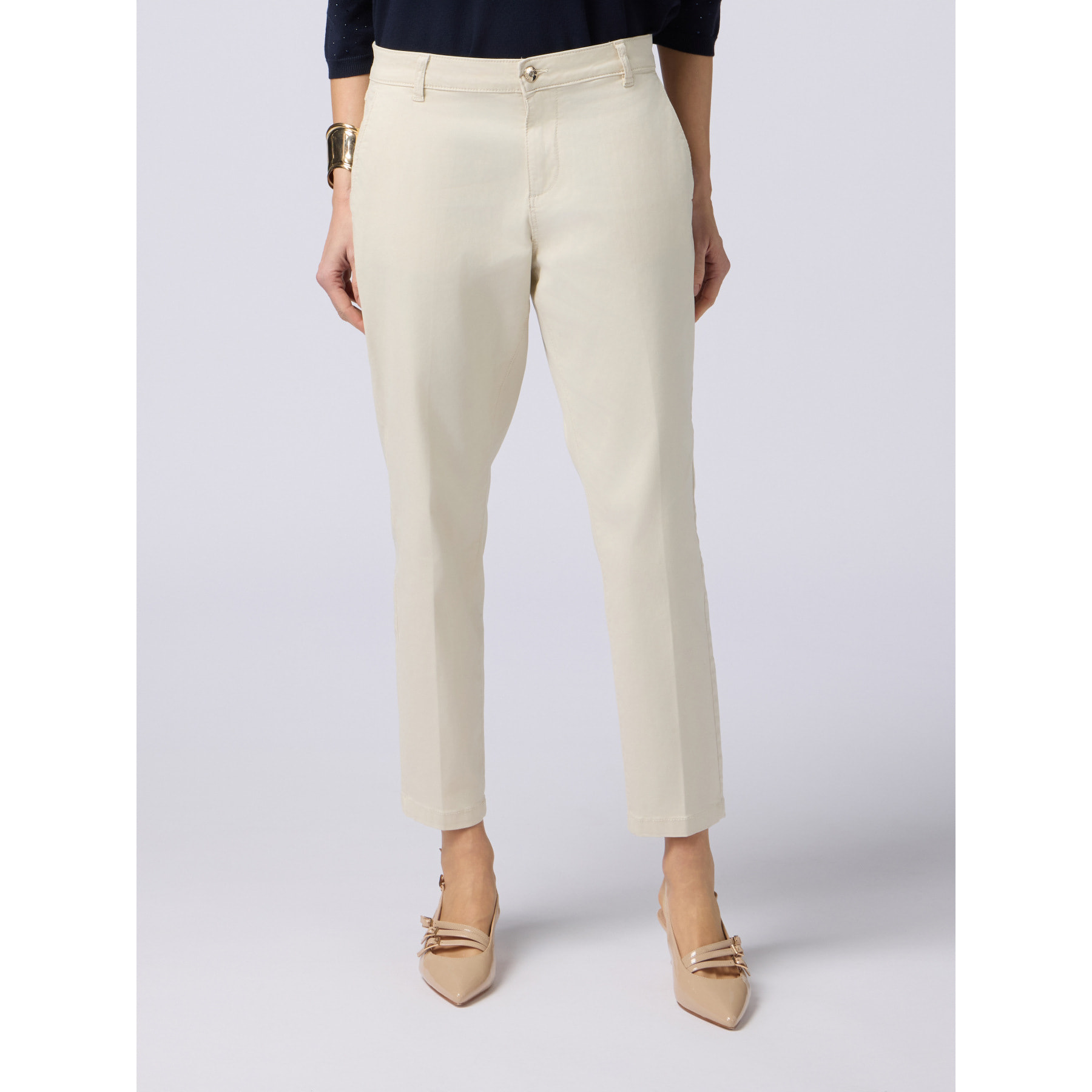 Oltre - Pantalón chino en tejido tencel - Blanco