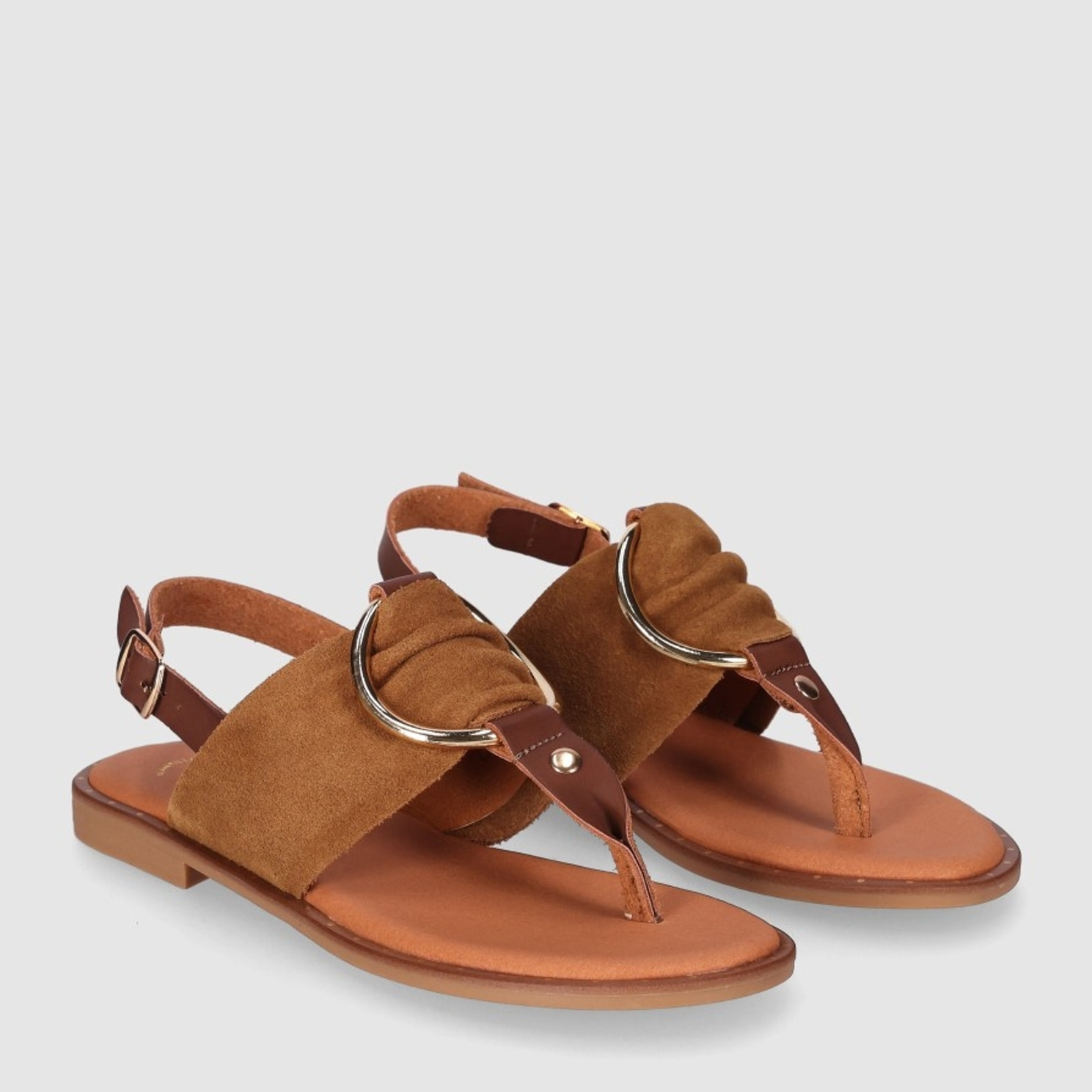 Sandalias de Serraje - Cuero - Tacón: Bajo