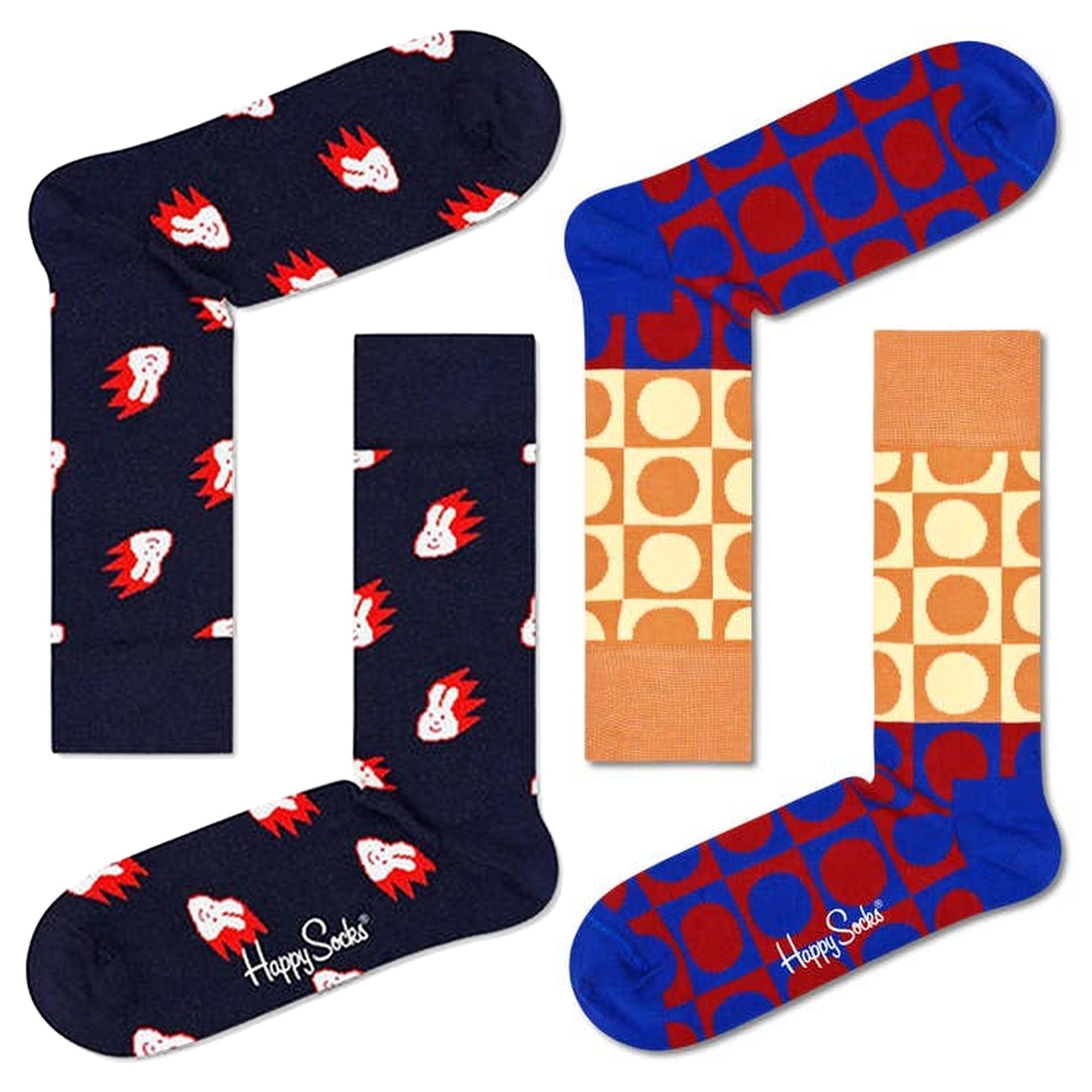 Pack de 2 calcetines naranja y negro Happy socks