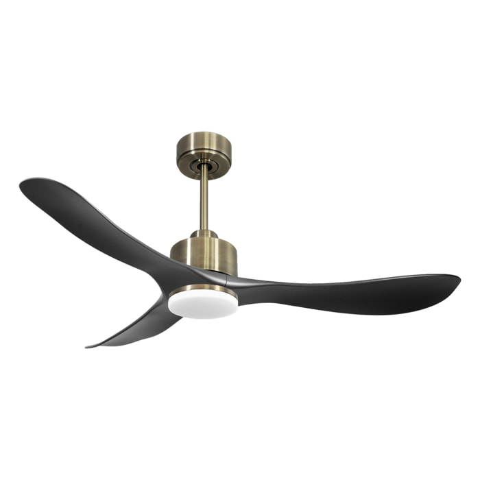 Ventilateur de plafond Réversible  Thermostat Dimmable Wifi Moteur à courant continu Toits en pente Télécommande Lumière à trois tons Hypersilence Mémoire