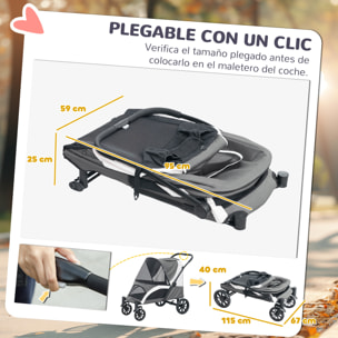 Carrito para Perros Plegable, Cochecito para Perros Grandes con Ventanas de Malla, Cojín Lavable, Correas de Seguridad, Ruedas Amortiguadoras y Bolsas, Carga 30 kg, 124x67x100 cm, Gris Oscuro