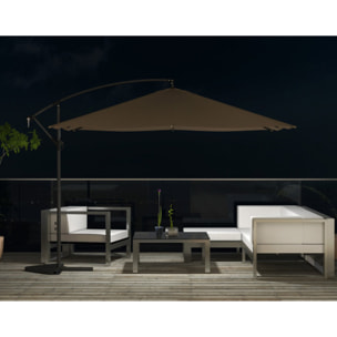 Parasol déporté LED 3 x 3 m chocolat DAVAGNA