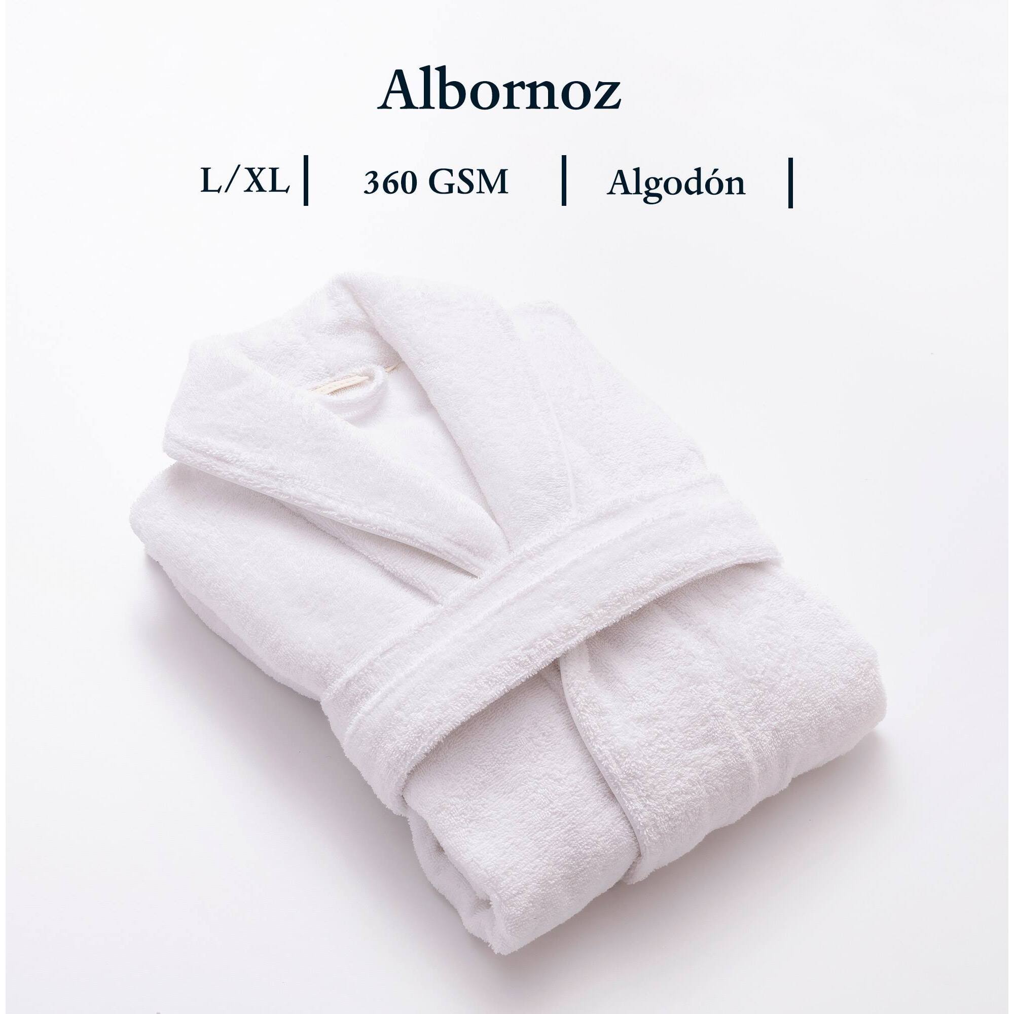 Albornoz 100%algodón 360gsm blanco con ribetes blancos scalpers home