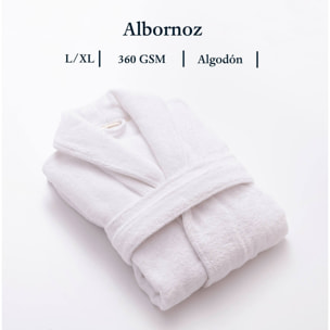 Albornoz 100%algodón 360gsm blanco con ribetes blancos scalpers home