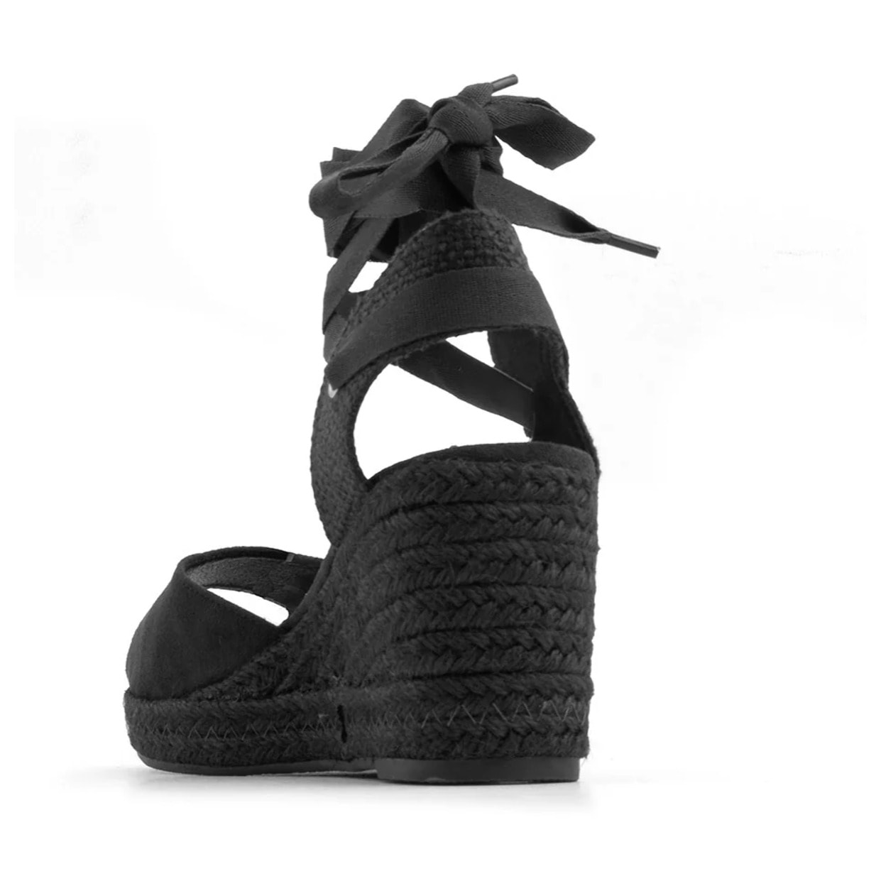 Espadrillas in simil camoscio con lacci - NERO
