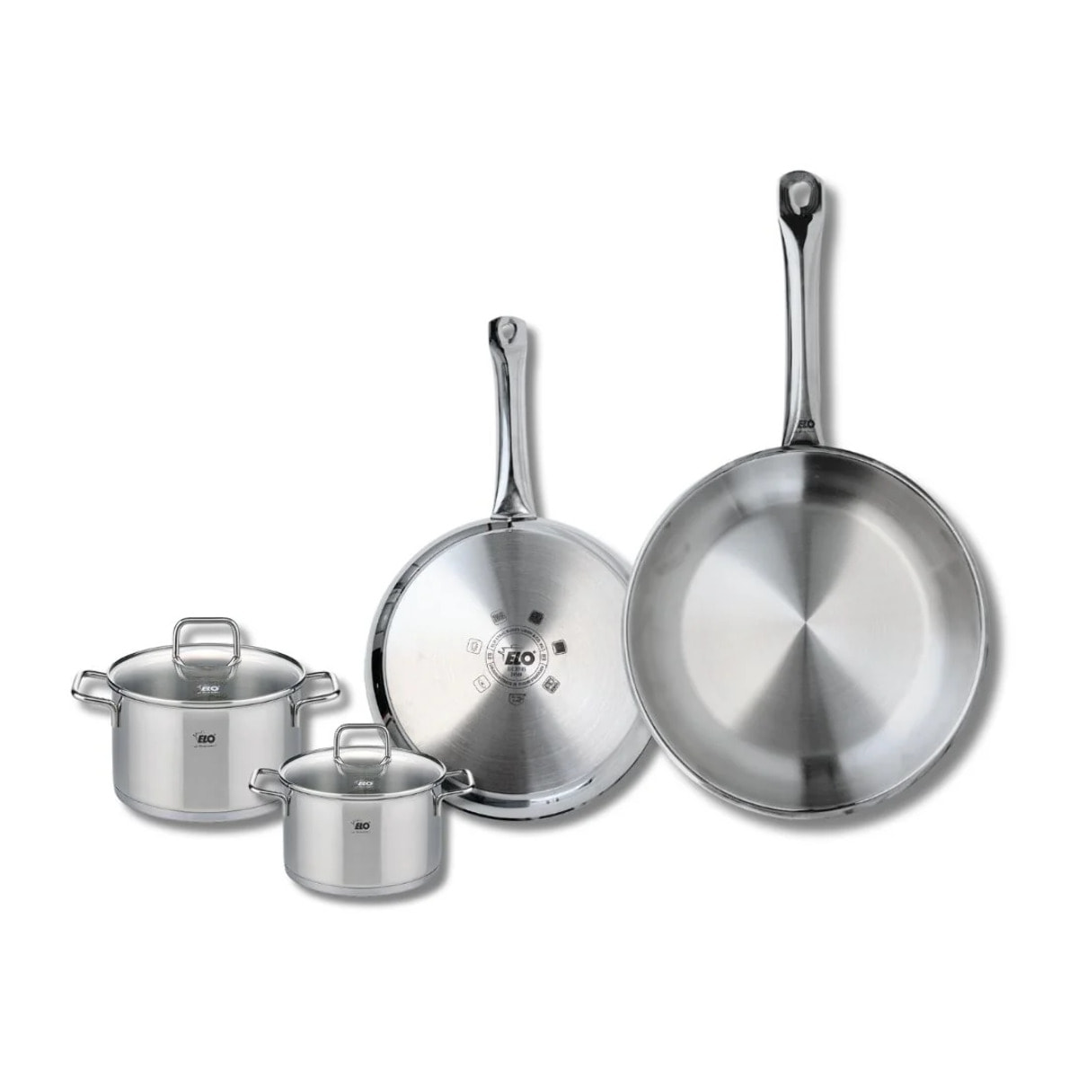 Set de 2 Poêles de cuisson 24 et 28 cm et 2 faitouts 12 et 14 cm Elo Profi Citrin