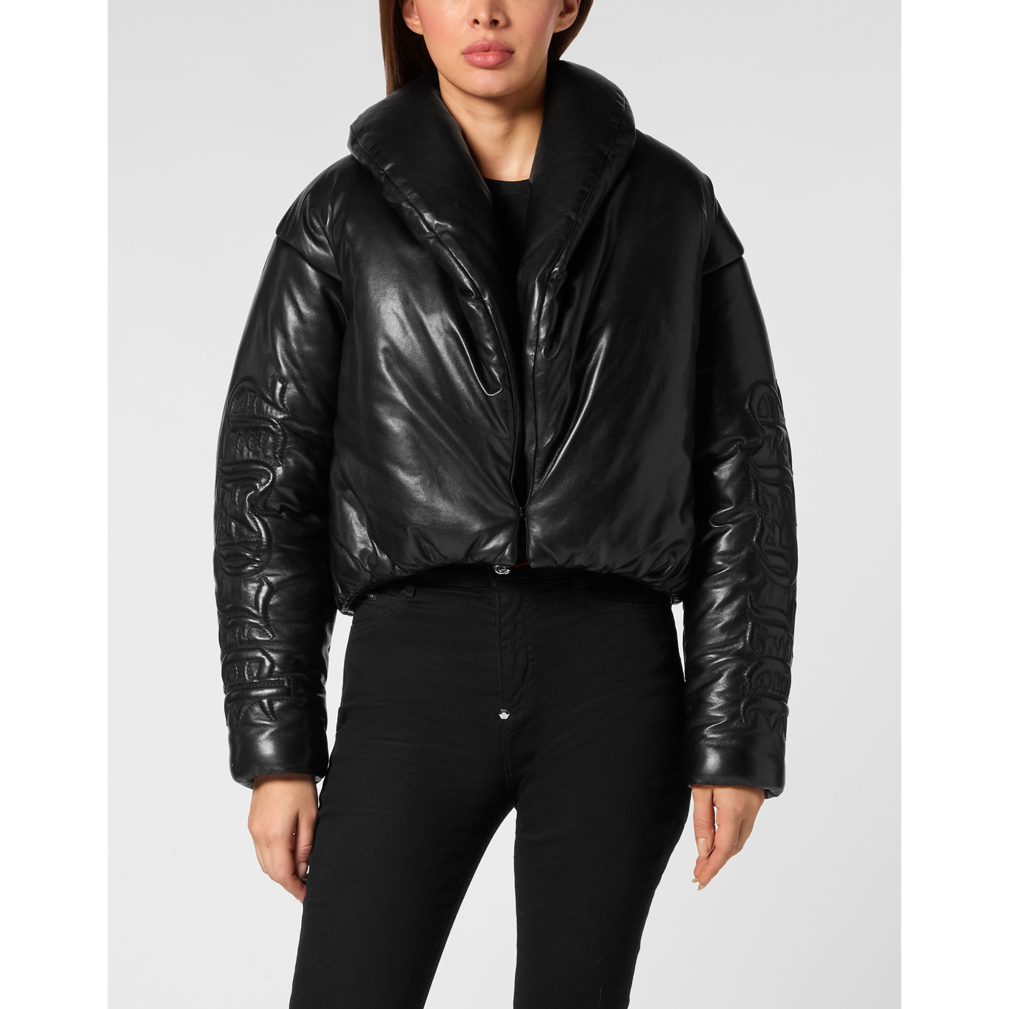 PHILIPP PLEIN Chaqueta de cuero SKULL&BONES