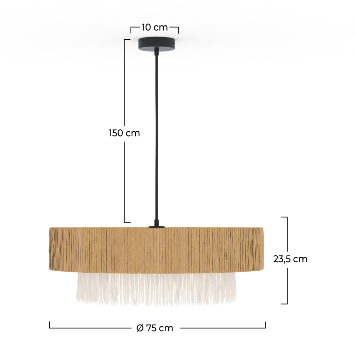 Suspension ronde en raphia 75 cm - Solara