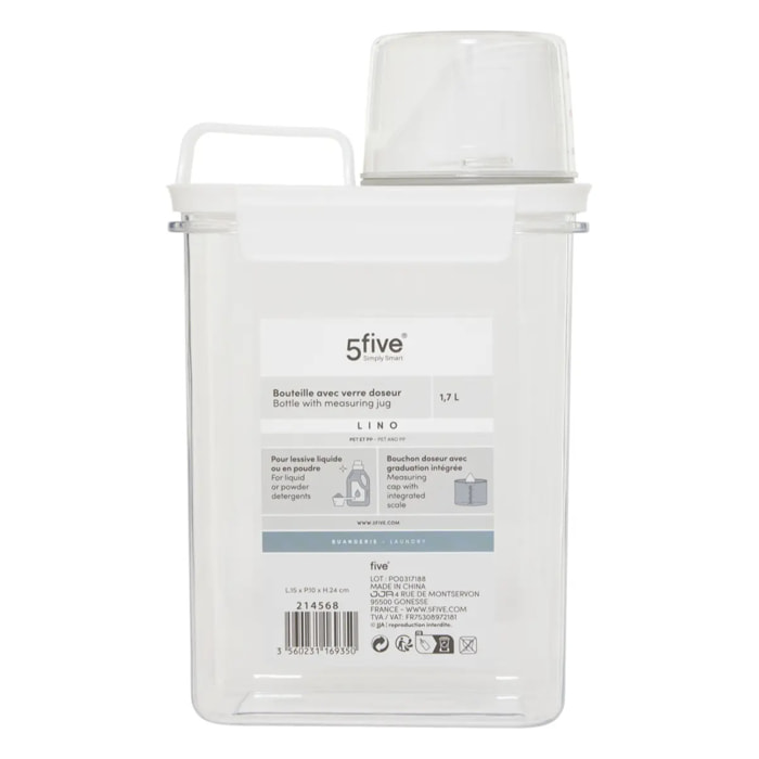 Bouteille et Doseur Lino Transparent 1,7L