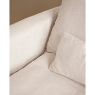 Módulo de algodón y lino con reposabrazos izquierdo desenfundable tono blanco de 97x96cm Alto: 99 Largo: 97 Ancho: 96