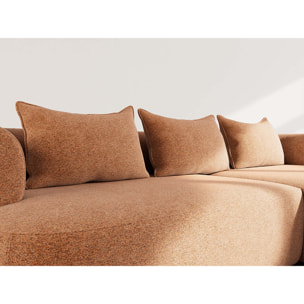 Angela - canapé d'angle droit 4 places en velours texturé - Terracotta