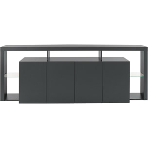 Credenza Ddalessandr, Buffet da soggiorno a 4 ante, Madia da salotto, Credenza moderna, 100% Made in Italy, 220x40h80 cm, Antracite