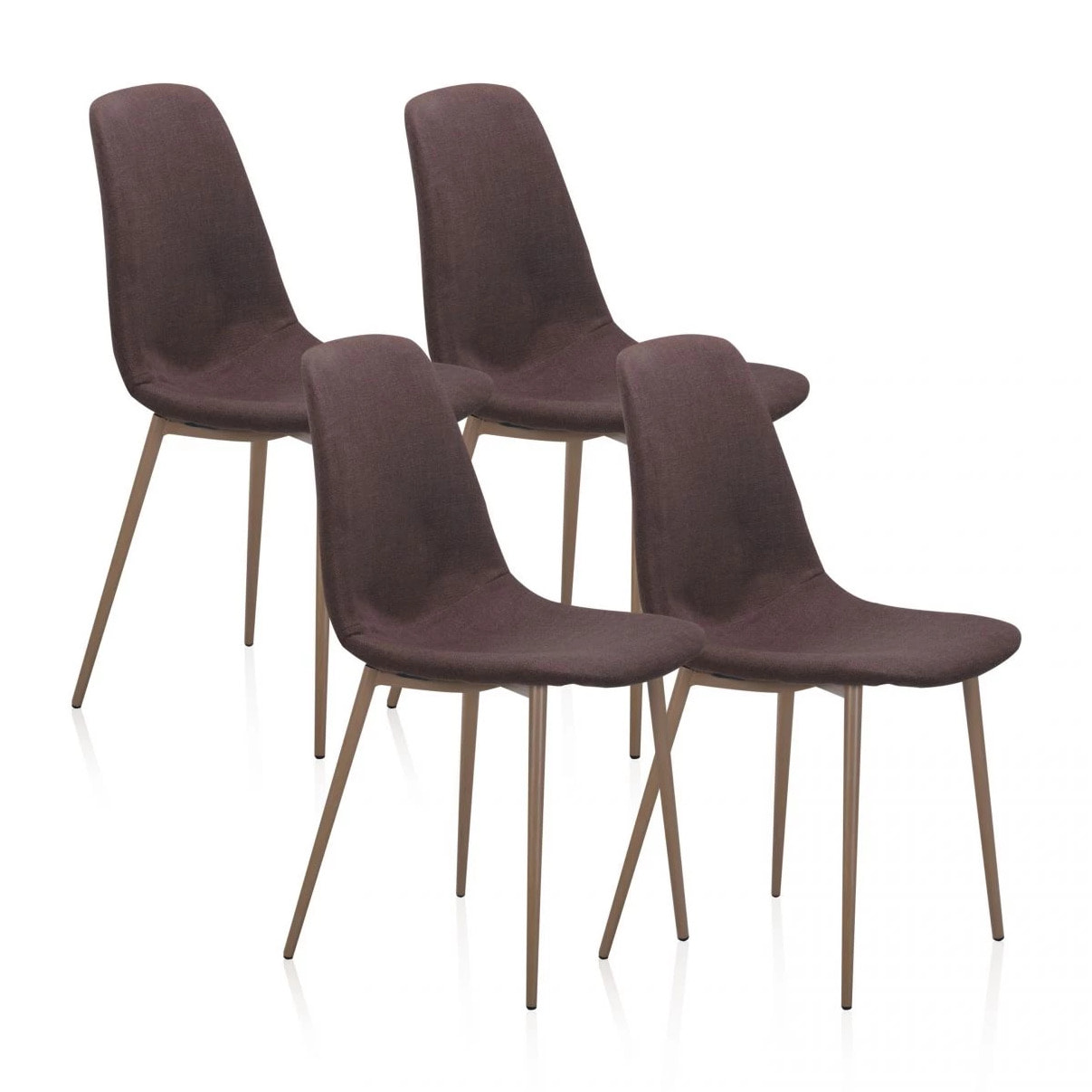 Pack 4 sillas de comedor Cai Piel marrón