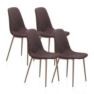 Pack 4 sillas de comedor Cai Piel marrón