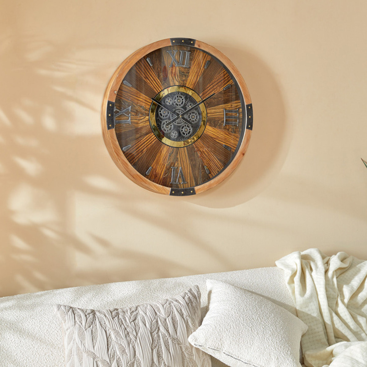 Horloge "Keane" marron D63,5cm