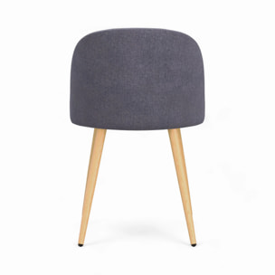 Pack 4 chaises en tissu bleu foncé et gris foncé - Cozy