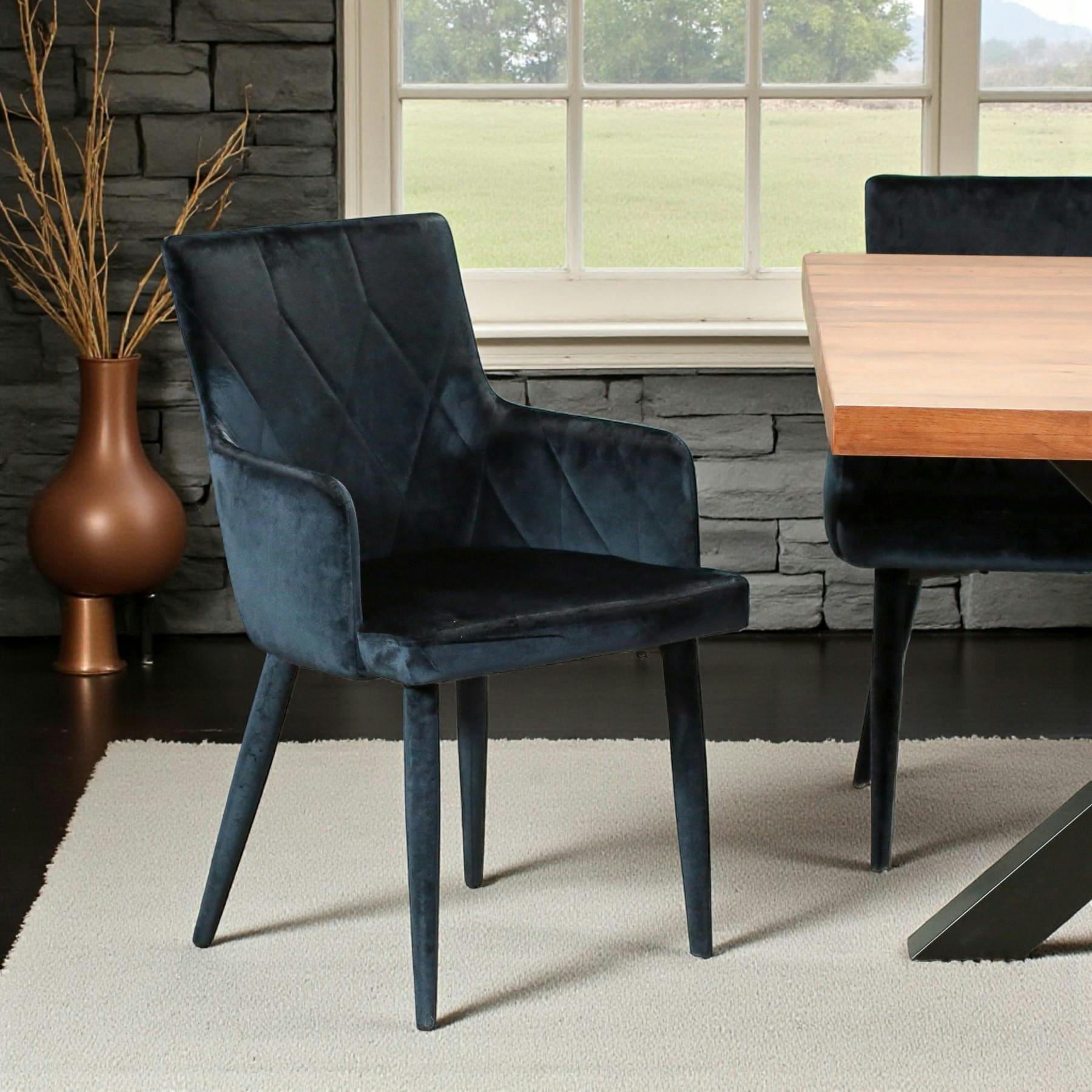 Fauteuil de table en velours bleu (lot de 2) HAWAI