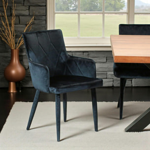 Fauteuil de table en velours bleu (lot de 2) HAWAI
