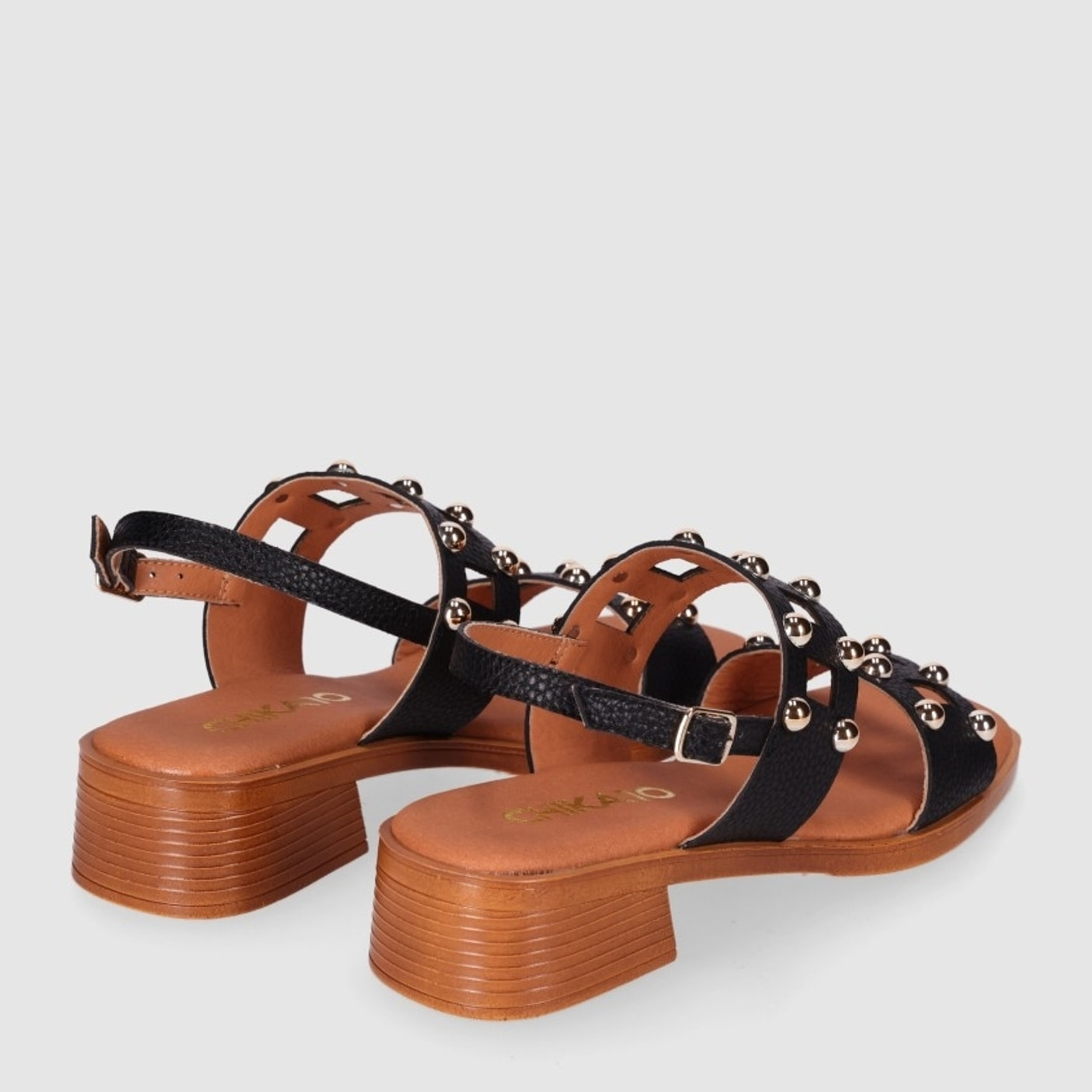 Sandalias de Piel - Negro - Tacón: 4 cm