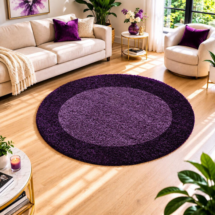 Tapis poils longs shaggy tissé motif simple NIVA