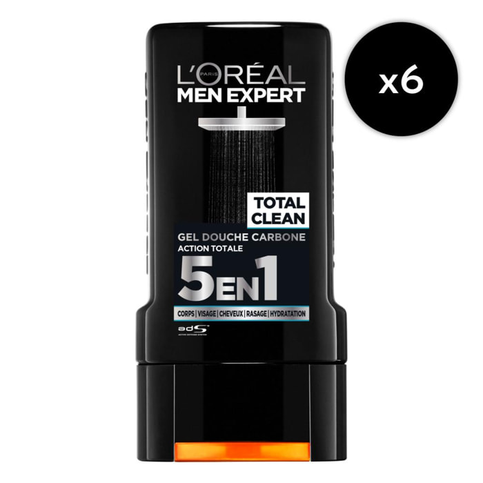 L'Oréal Men Expert Pure Carbon Gel Douche Action Totale 5en1 Lot de 6 x 300ml