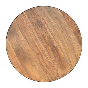 Table basse ronde en bois massif et métal D70 cm - Tajy