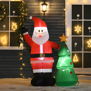 HOMCOM Babbo Natale Gonfiabile con Albero 150cm con Luci LED - Rosso