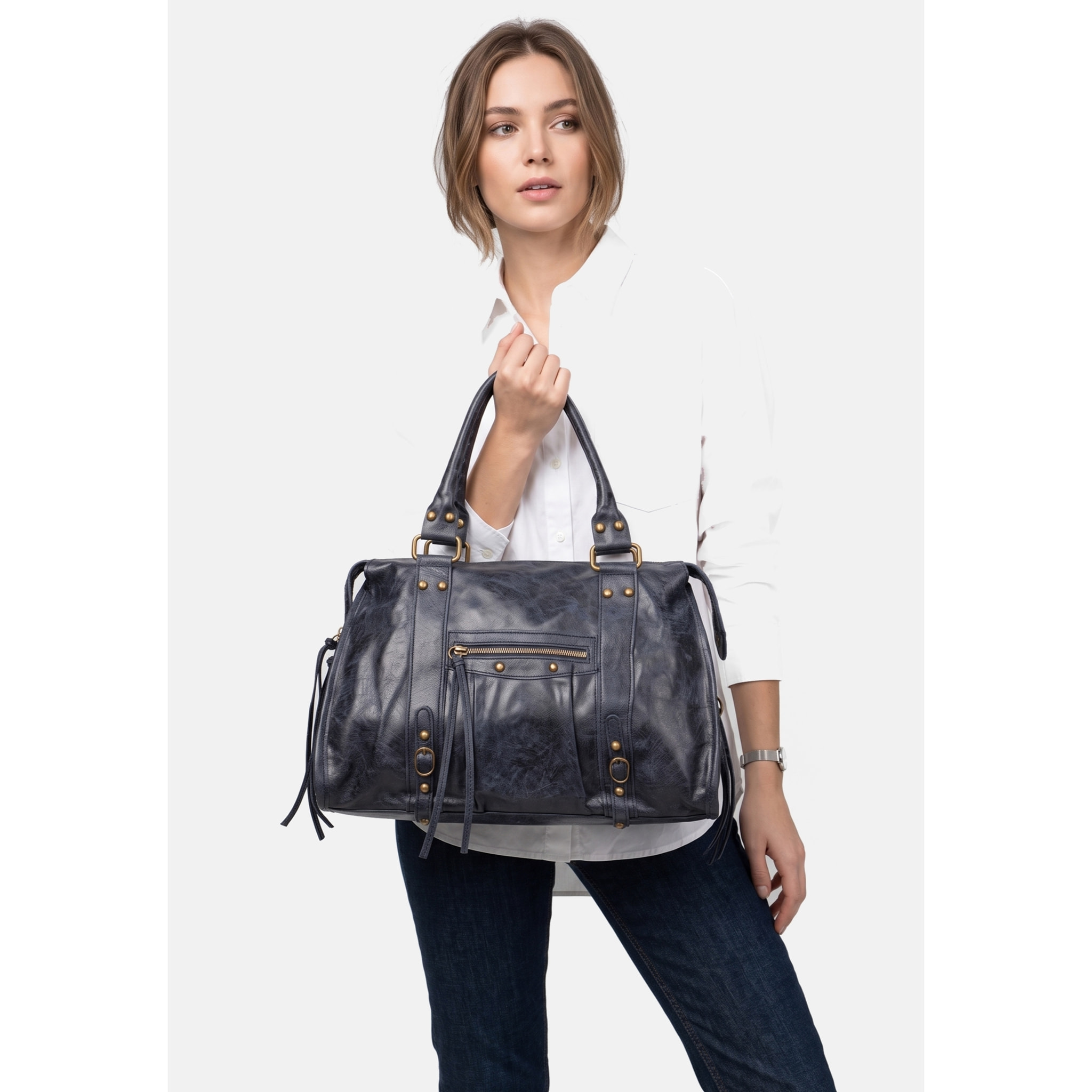 Borsa a spalla da donna - Modello Clara - Vera pelle - 41.0 x 28.0 x 13.0 cm