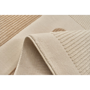 BIANCA - Tapis motif géométrique en relief crème et beige