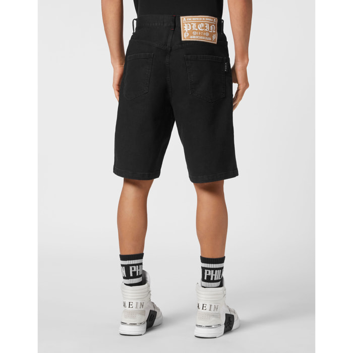 PHILIPP PLEIN Pantalones cortos vaqueros SKULL&BONES