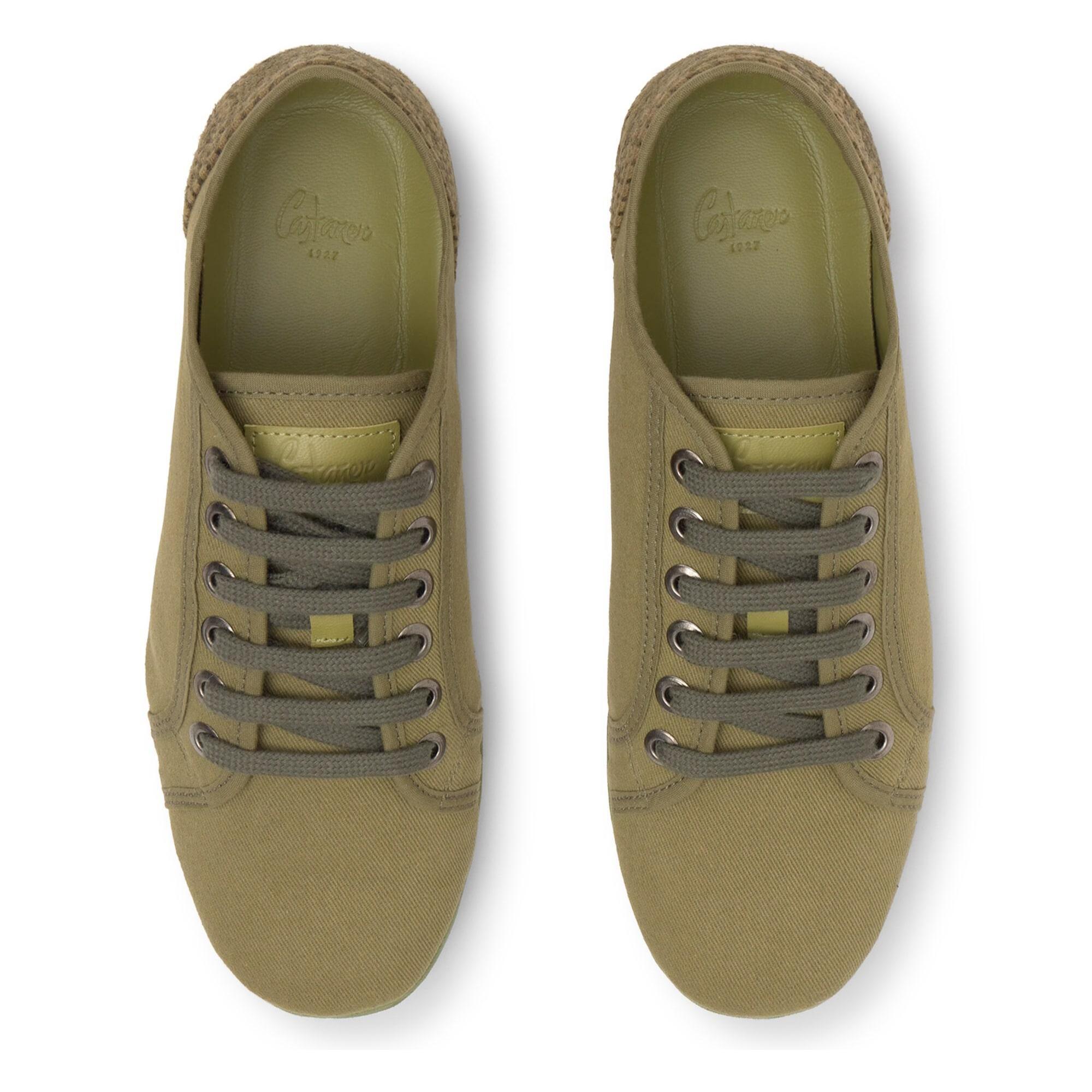 Sneaker Lexi plana en algodón con talonera de yute y cierre de cordones