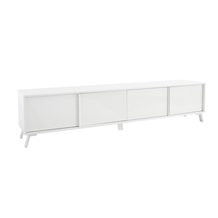 Meuble TV design finition blanc brillant L205 cm NEMA