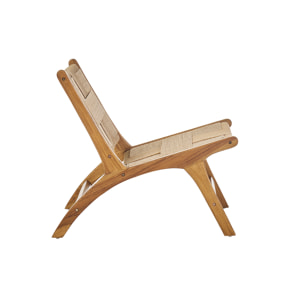 Fauteuil lounge en bois teck massif et corde tressée YARI