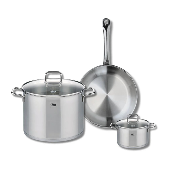 Ensemble de 1 Poêle de cuisson 28 cm et 2 faitouts 14 et 26 cm Elo Profi Citrin