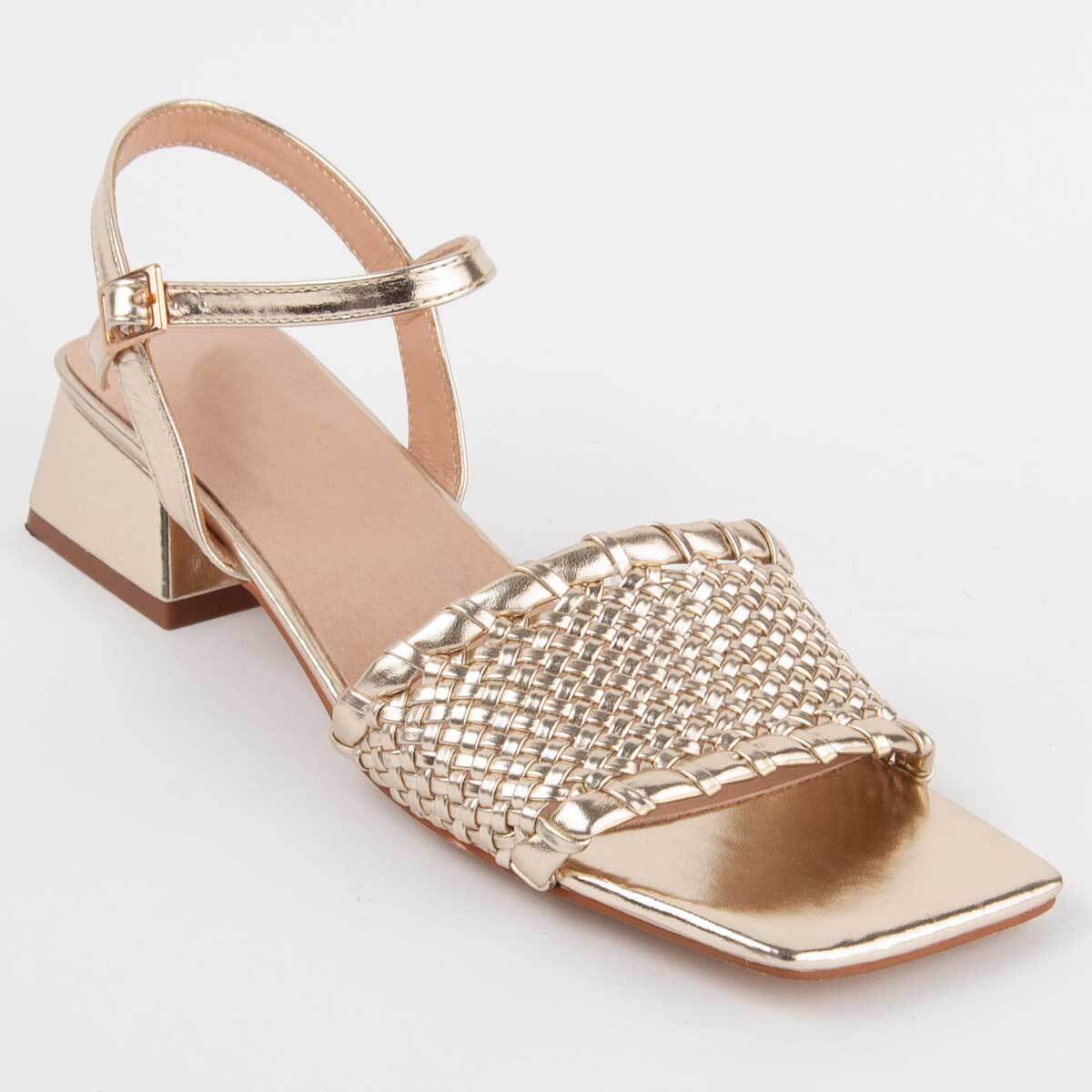 Sandalia De Tacón - Dorado - Altura: 4 Cm