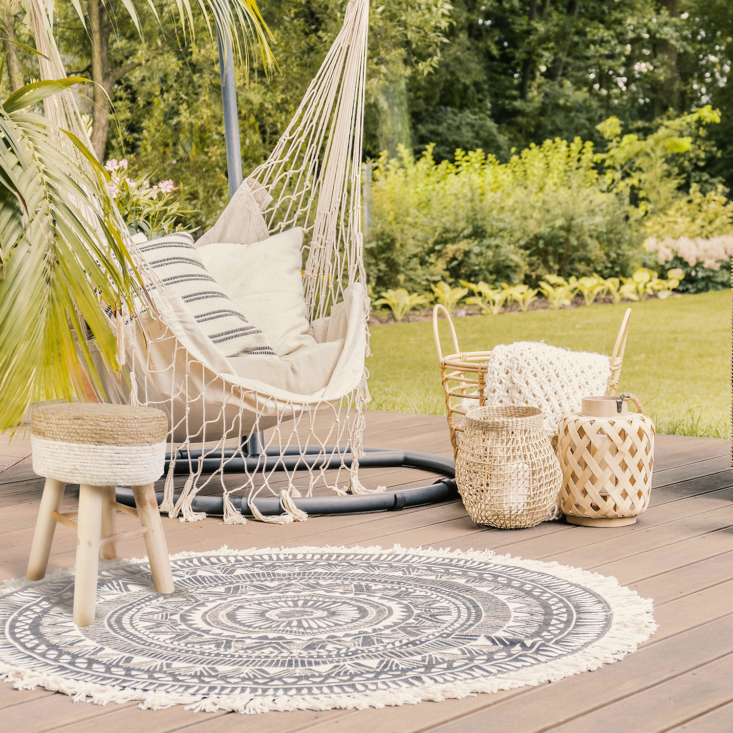 Tabouret Tresse Beige - Lot De 2