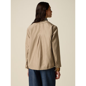 Oltre - Chaqueta de nylon con cuello fruncido - Beige