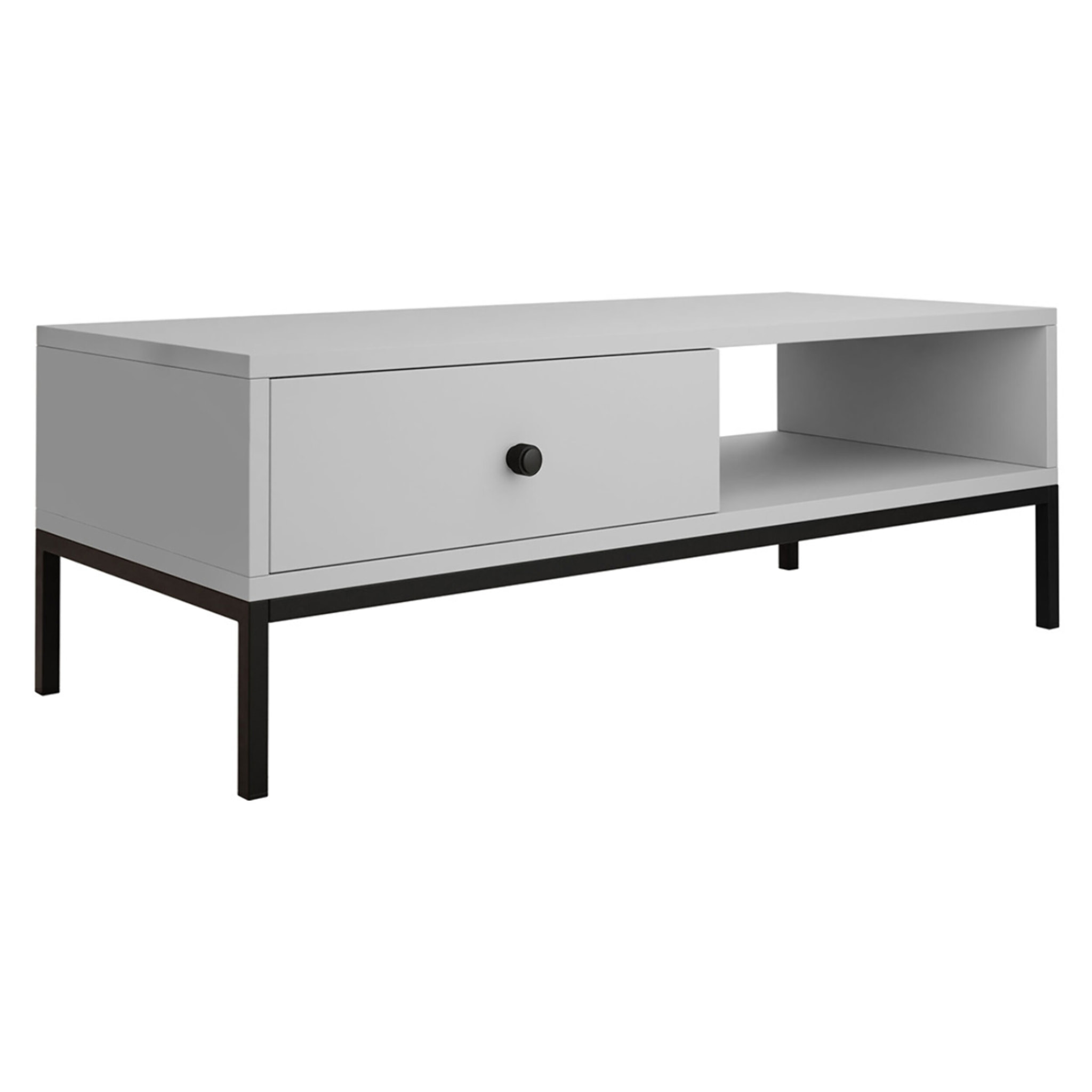 Filipo - table basse - 1 tiroir et 1 niche - 90 cm - Gris